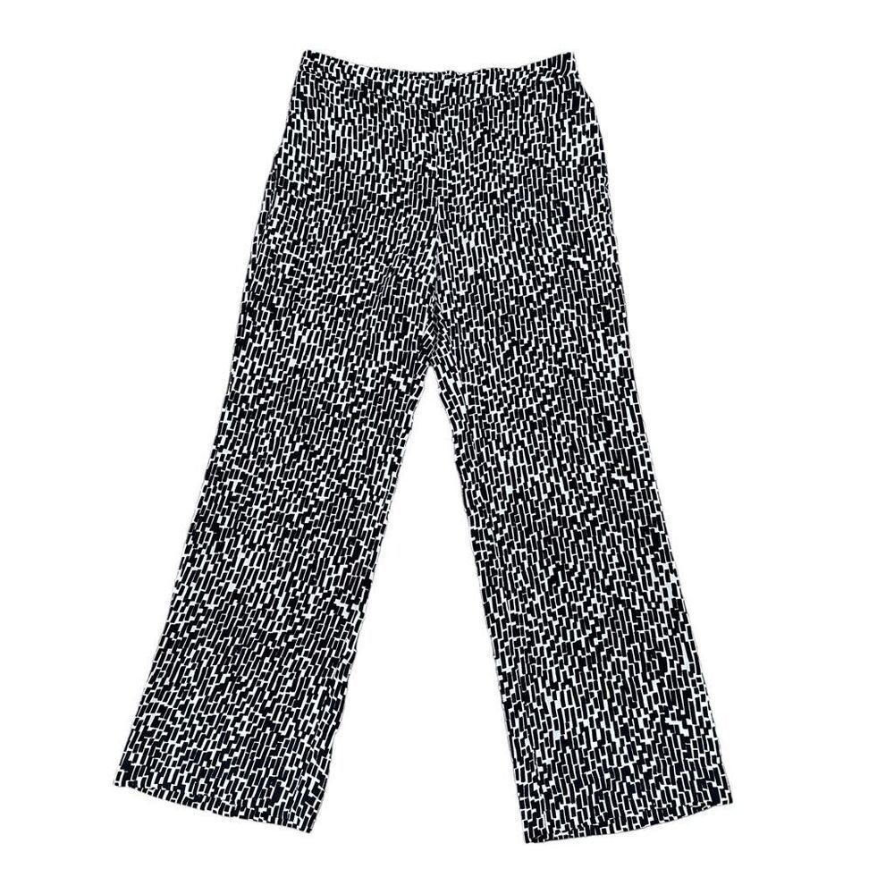 Chico’s Geometric Brick-Print Wide-Leg Pants Size 8